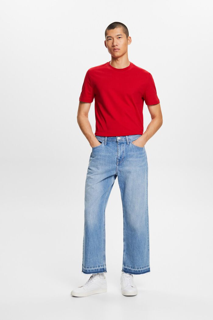 Pima Cotton-Jersey Crewneck T-Shirt, DARK RED, detail image number 5