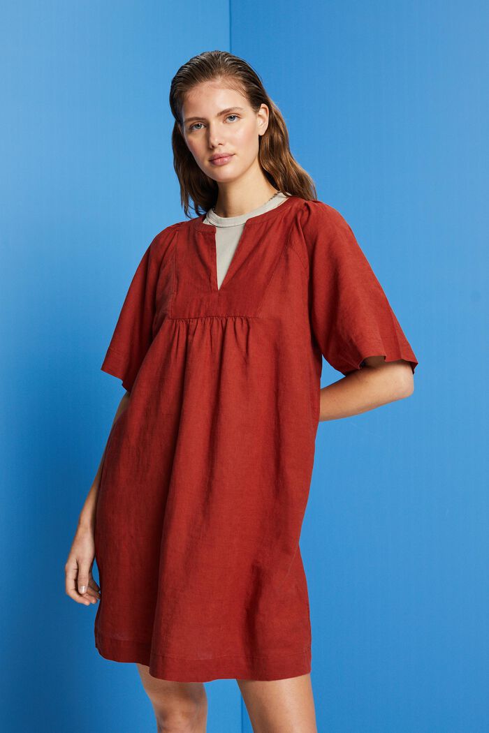 Mini dress, cotton-linen blend, TERRACOTTA, detail image number 0