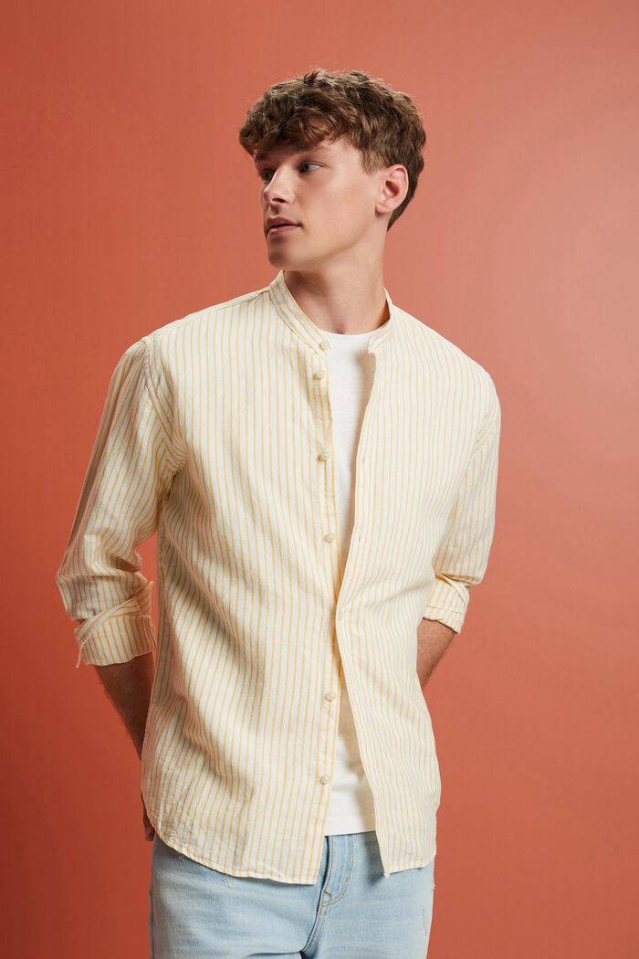 Striped shirt, linen blend, SUNFLOWER YELLOW, detail image number 4