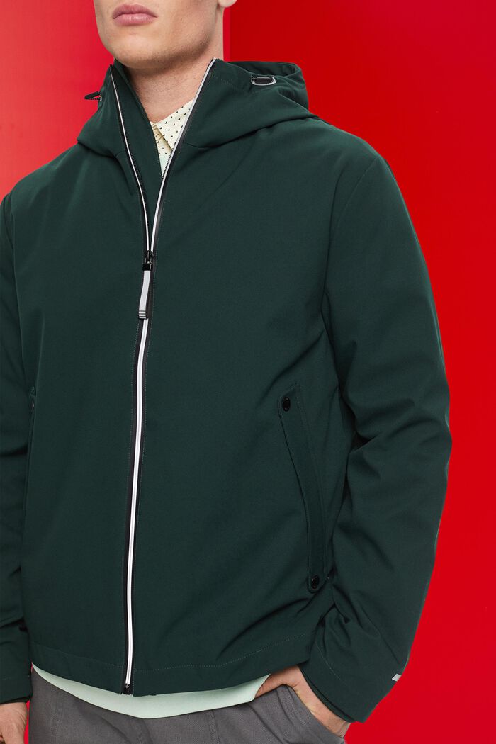 Softshell jacket with a hood, DARK TEAL GREEN, detail image number 2