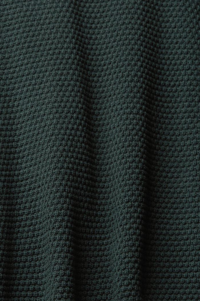 Textured mock neck jumper, cotton blend, DARK TEAL GREEN, detail image number 1