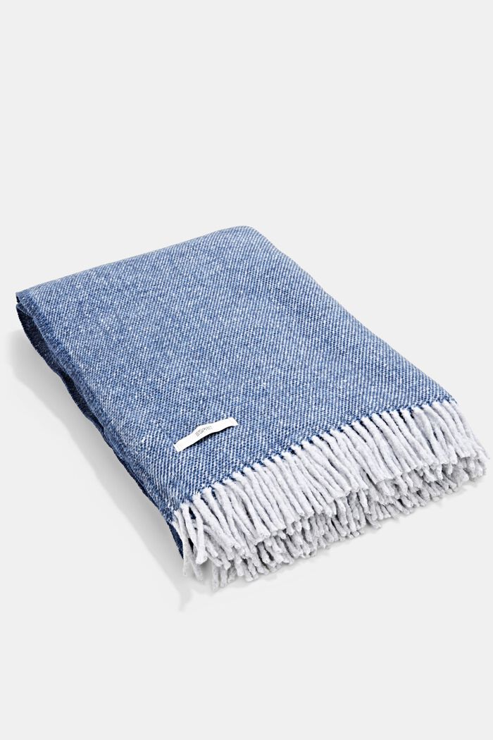 Soft throw in blended cotton, NAVY, detail image number 0