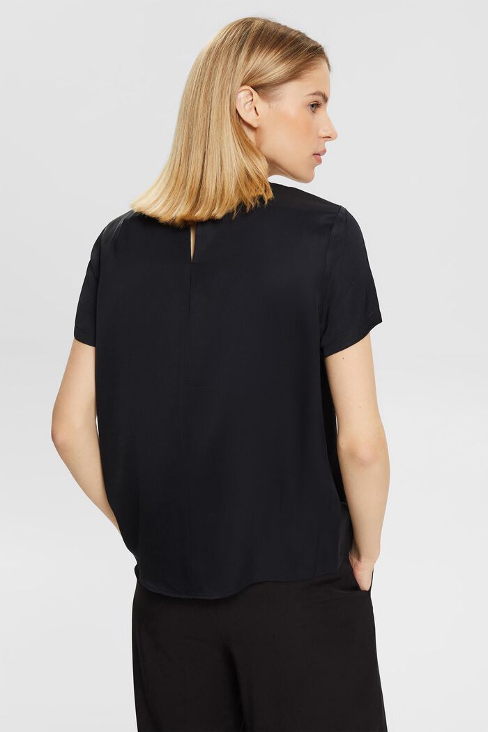 Satin blouse, LENZING™ ECOVERO™, BLACK, detail image number 3