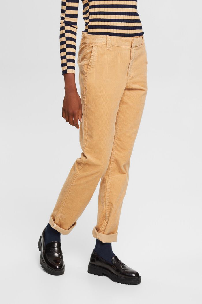 Mid-rise corduroy trousers, SAND, detail image number 0