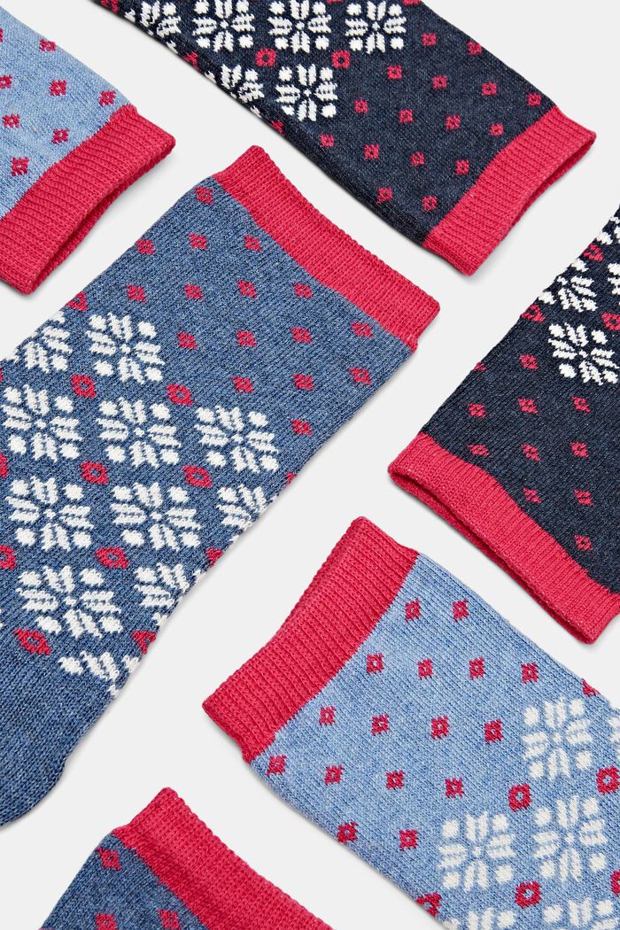 3-Pack Chunky Norwegian Knit Socks, NAVY/LIGHT BLUE, detail image number 2