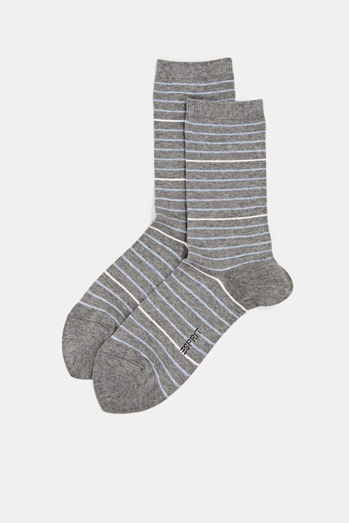 2-pack of striped socks, organic cotton, LIGHT GREY MELANGE, detail image number 0