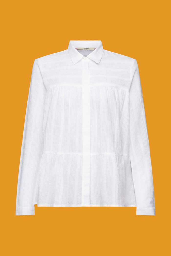 Flounced cotton blouse, WHITE, detail image number 6