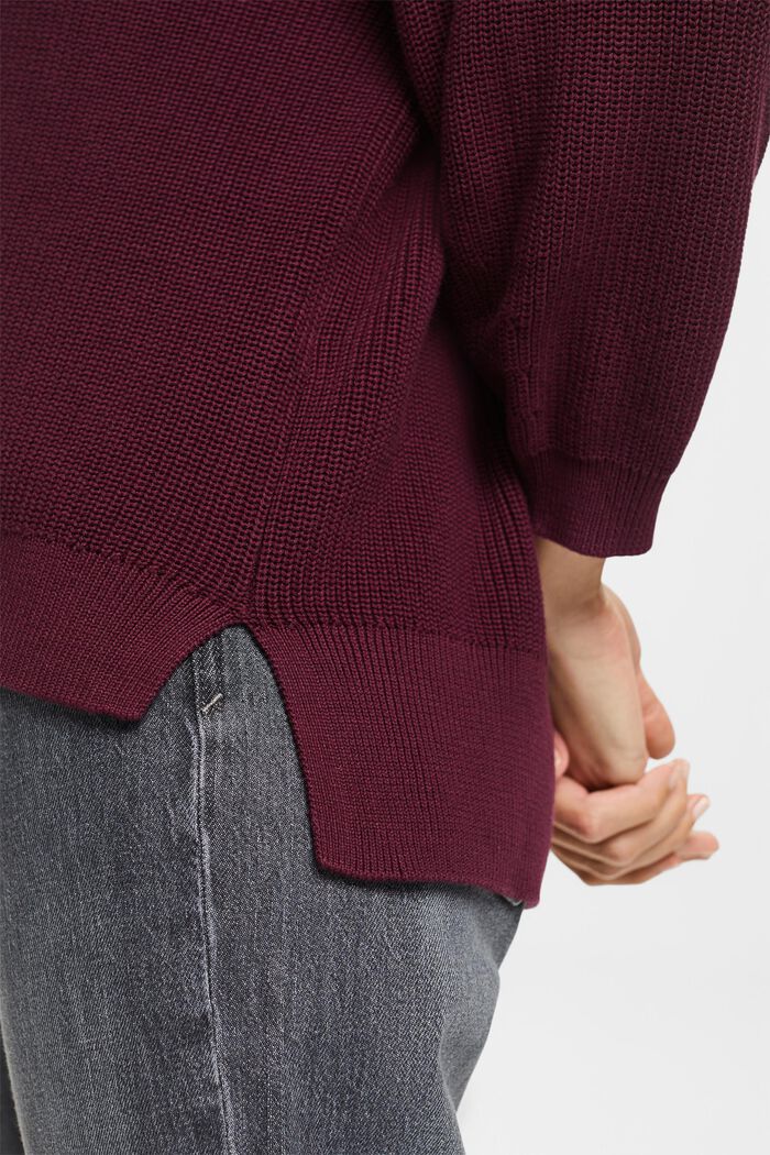 Knitted polo neck jumper, 100% cotton, AUBERGINE, detail image number 4