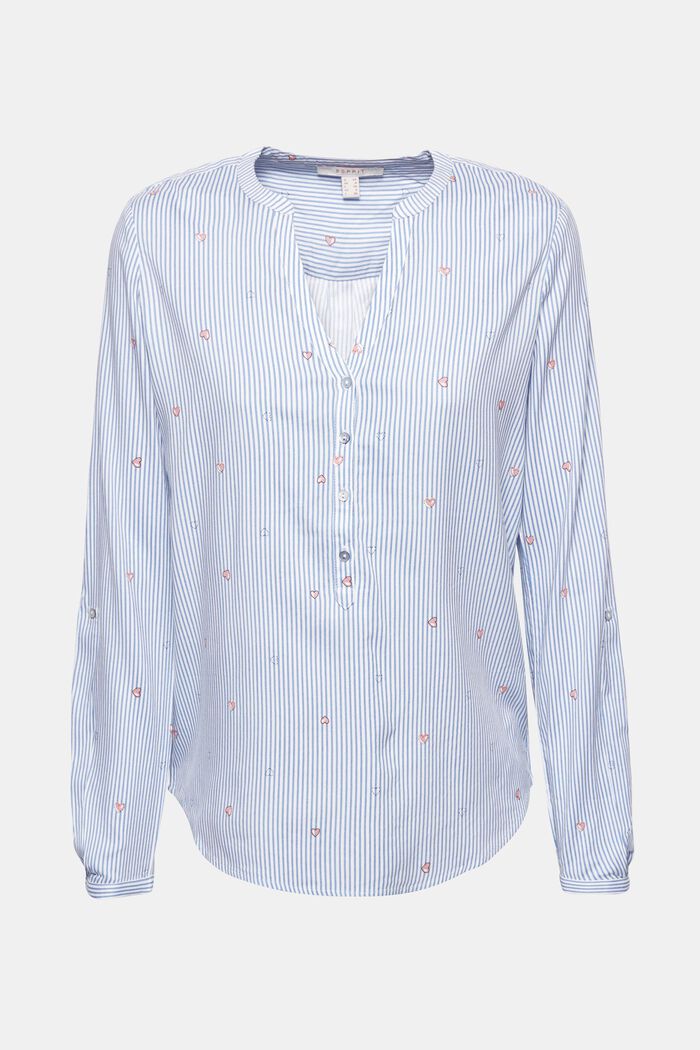 Henley blouse with a print, LIGHT BLUE, detail image number 0