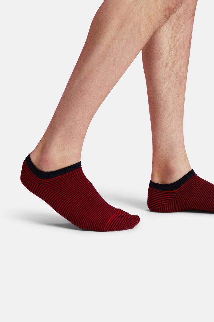 2-Pack Striped Ankle Socks, RED, detail image number 1