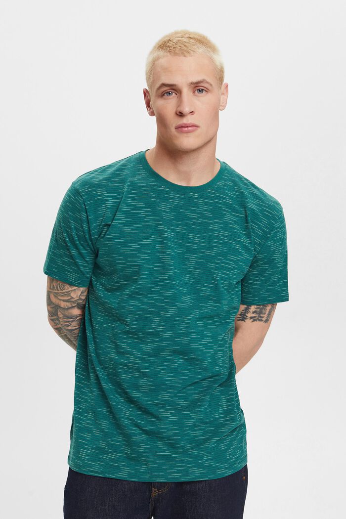 Fine stripe t-shirt, EMERALD GREEN, detail image number 0