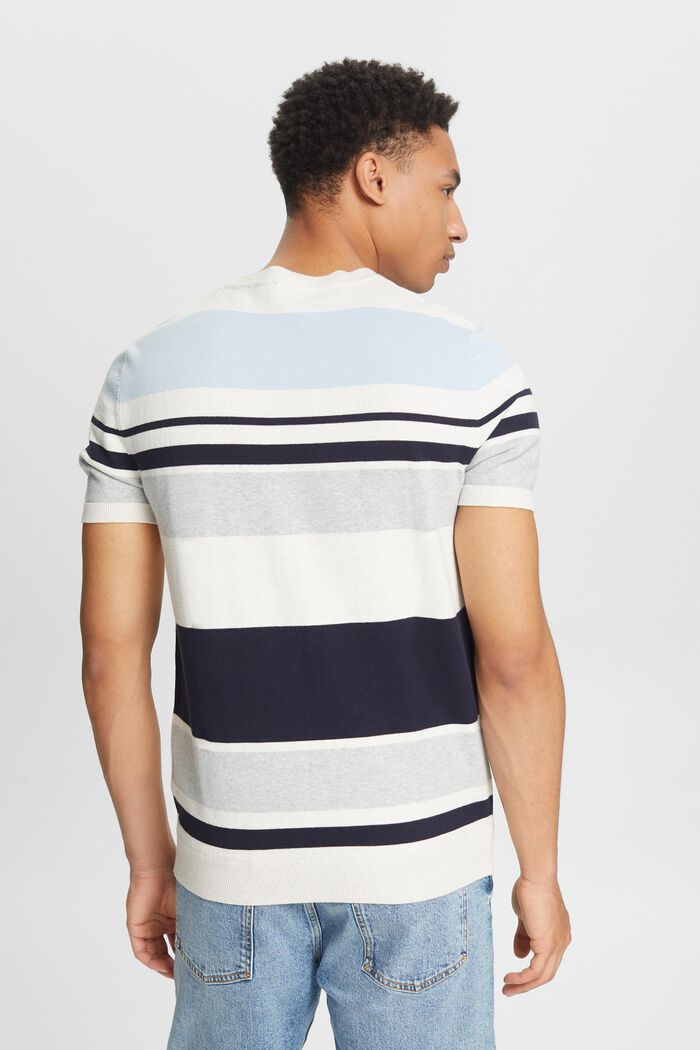 Striped Short-Sleeve Sweater, OFF WHITE, detail image number 2