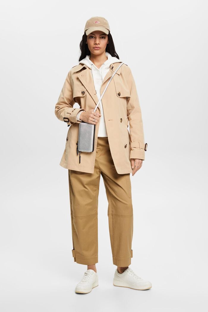 Short trench coat with belt, SAND, detail image number 1