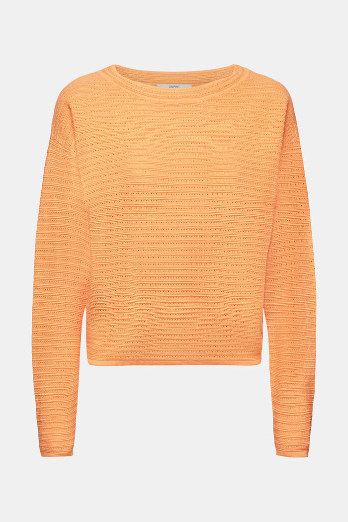 Mixed Knit Striped Sweater, GOLDEN ORANGE, detail image number 5