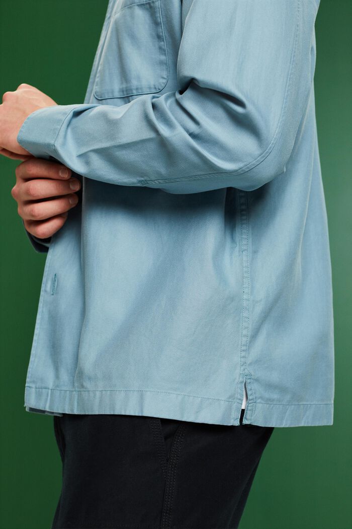 Twill Button Down Shirt, TEAL BLUE, detail image number 3