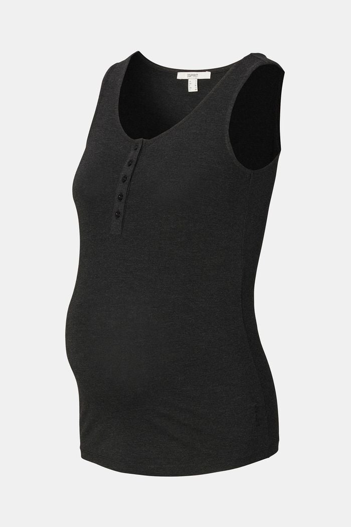 LENZING™ ECOVERO™ sleeveless top with a button placket, ANTHRACITE MELANGE, detail image number 5