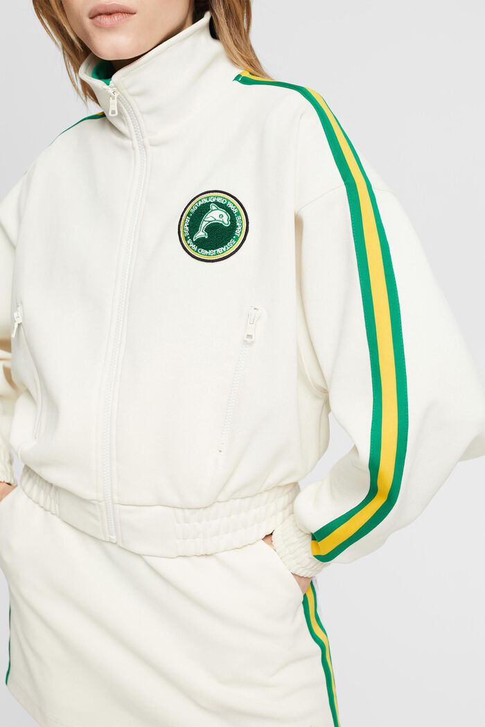 Cropped track style jacket, OFF WHITE, detail image number 2