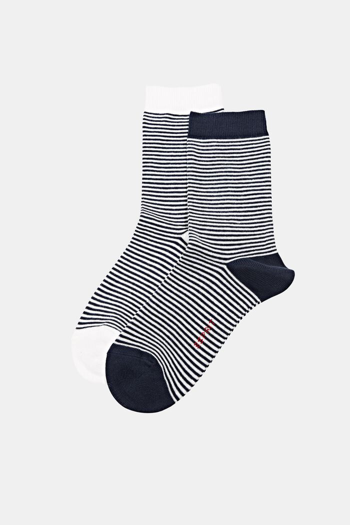 Double pack of striped socks, organic cotton, BLACK/WHITE, detail image number 0