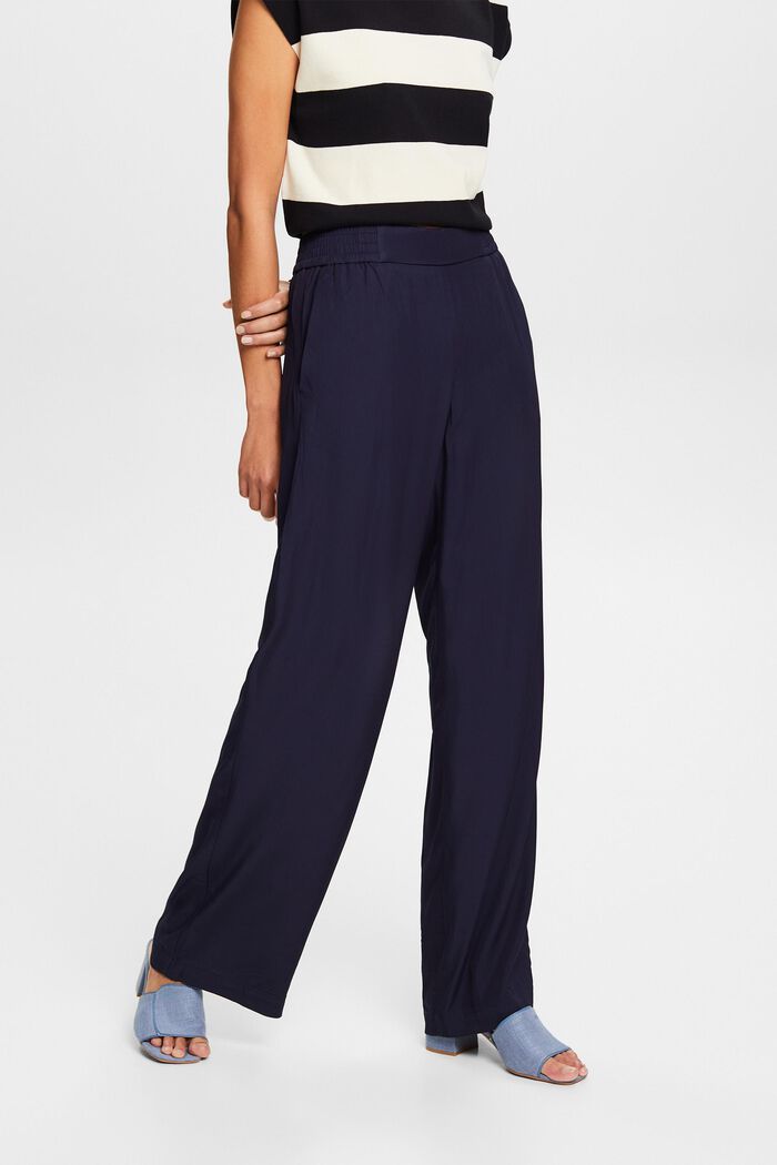 Twill Wide Pull-On Pants, NAVY, detail image number 0