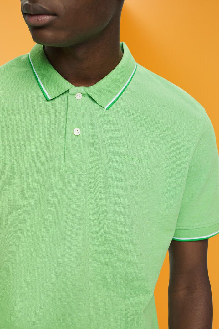 Pique polo shirt with striped details, GREEN, detail image number 2