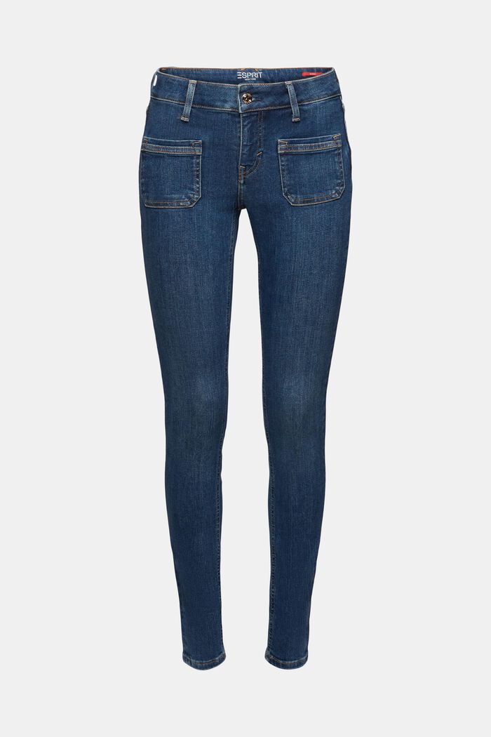 Skinny Mid-Rise Jeans, BLUE DARK WASHED, detail image number 7