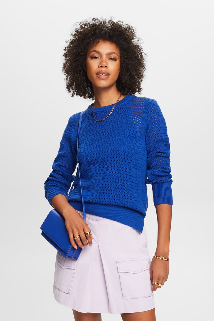 Mesh Sweater, BRIGHT BLUE, detail image number 0