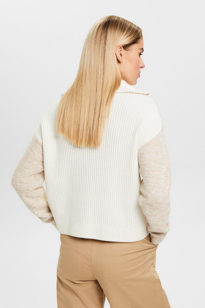Textured Troyer Sweater, OFF WHITE, detail image number 3