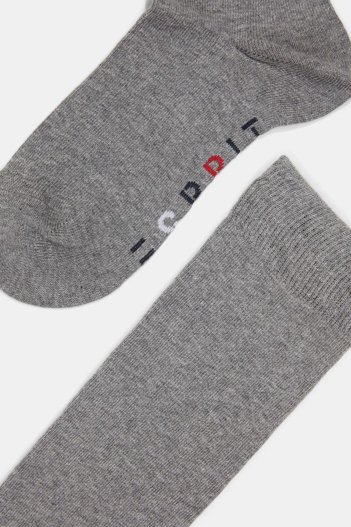 Double pack of knee-high socks with a logo, LIGHT GREY MELANGE, detail image number 1