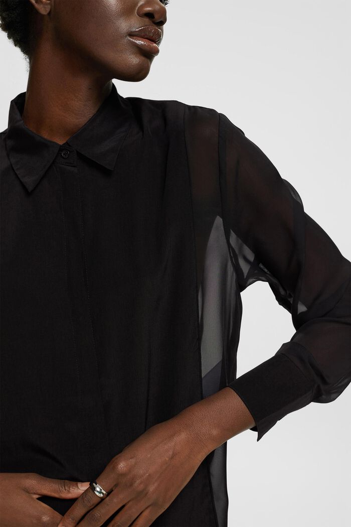 Semi-sheer blouse, LENZING™ ECOVERO™, BLACK, detail image number 2