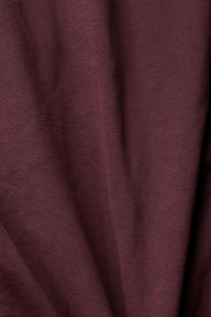 Mixed material zip-up hoodie, BORDEAUX RED, detail image number 5