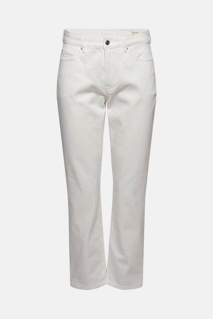 Organic cotton cropped jeans, OFF WHITE, overview
