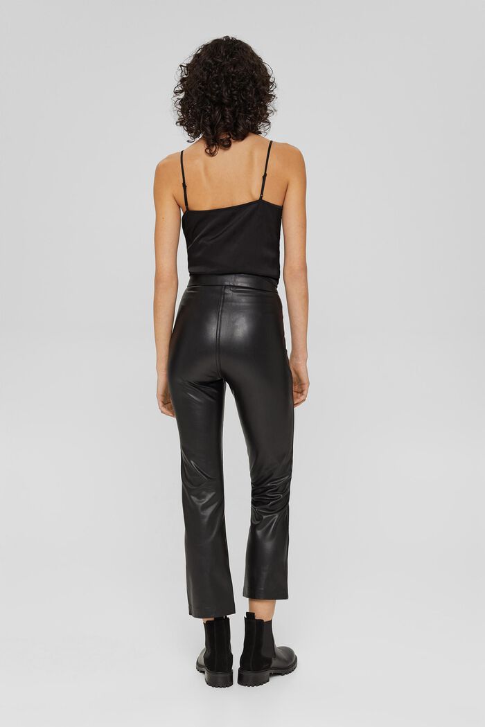 Flared trousers in faux leather, BLACK, detail image number 3