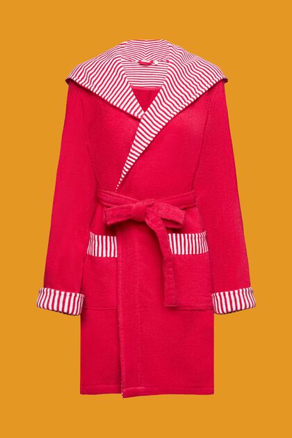 Terry cloth bathrobe with striped lining