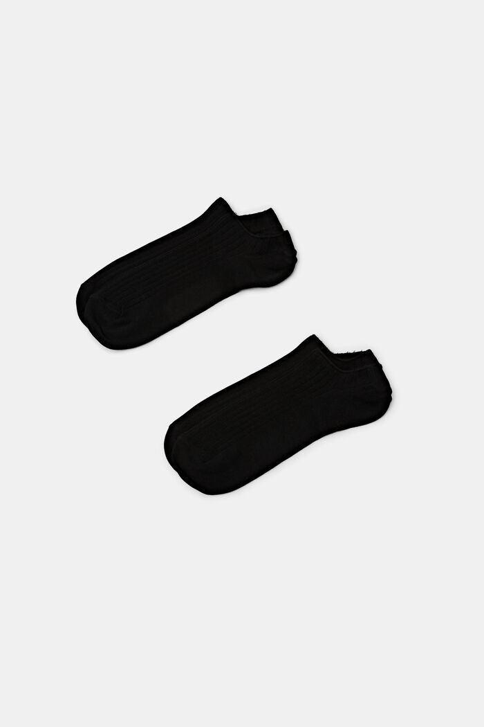2-Pack Ribbed Ankle Socks, BLACK, detail image number 0