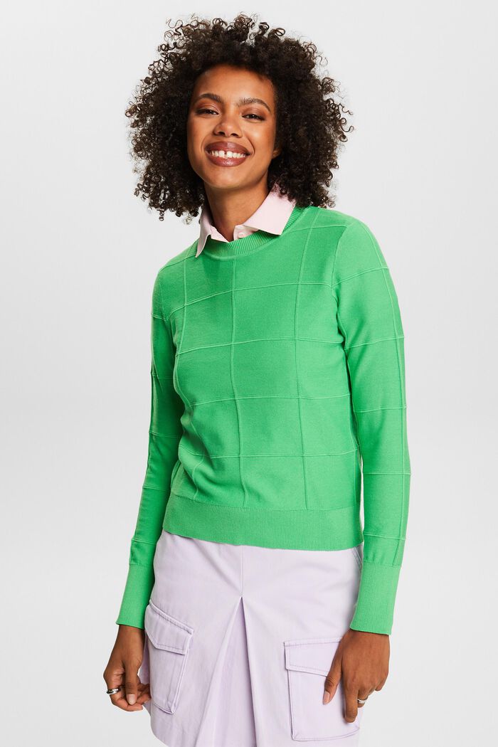 Textured Tonal Grid Sweater, CITRUS GREEN, detail image number 0