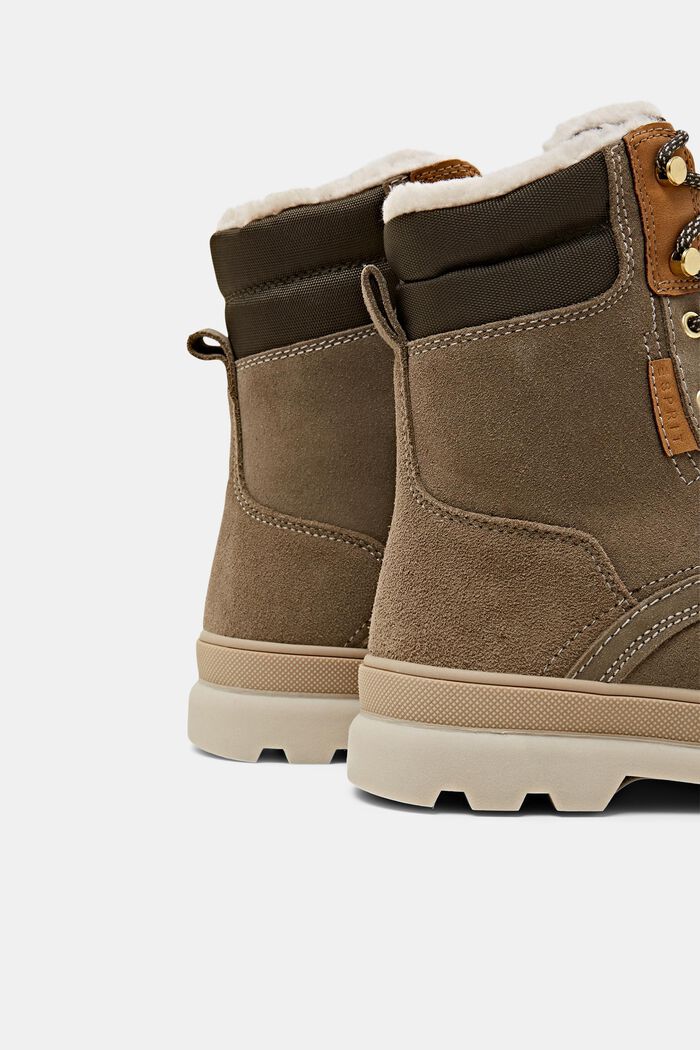 Suede lace-up boots with chunky sole, LIGHT KHAKI, detail image number 3