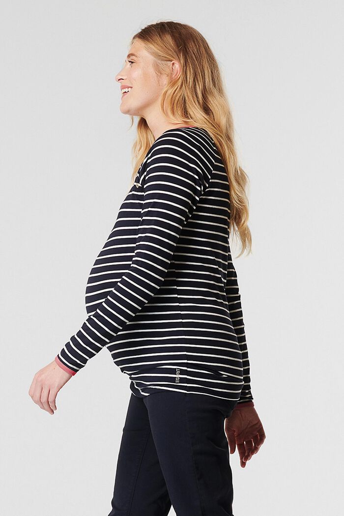 Striped long sleeve top, organic cotton, NIGHT SKY BLUE, detail image number 4