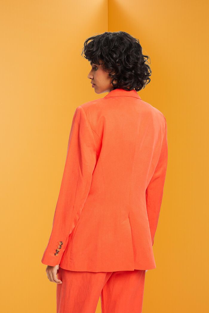 Single-breasted blazer with linen, ORANGE RED, detail image number 3