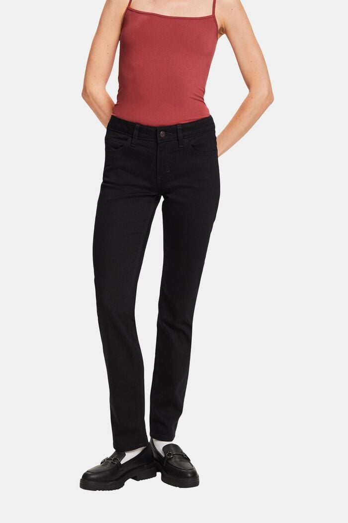 Mid-Rise Straight Jeans, BLACK RINSE, detail image number 0