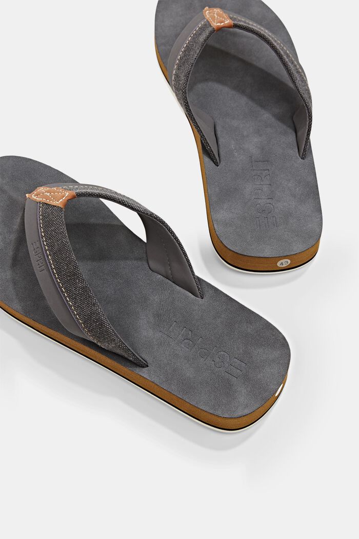 Thong sandals with material mix elements, GUNMETAL, detail image number 3