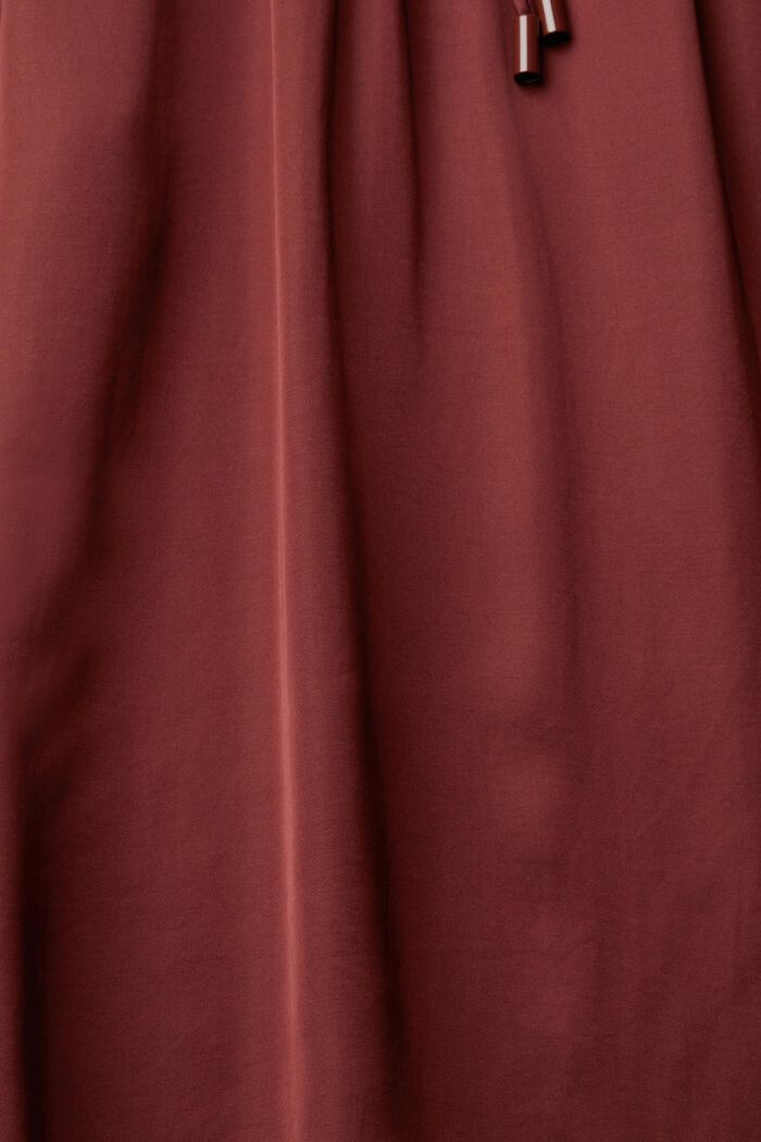 Satin ruffle collar blouse, LENZING™ ECOVERO™, BORDEAUX RED, detail image number 5