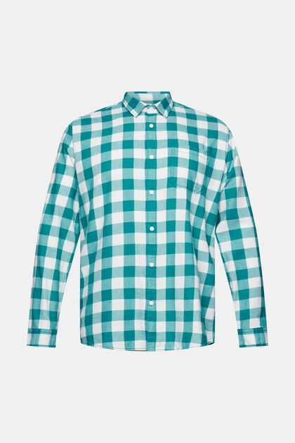 Vichy-checked flannel shirt of sustainable cotton, EMERALD GREEN, overview