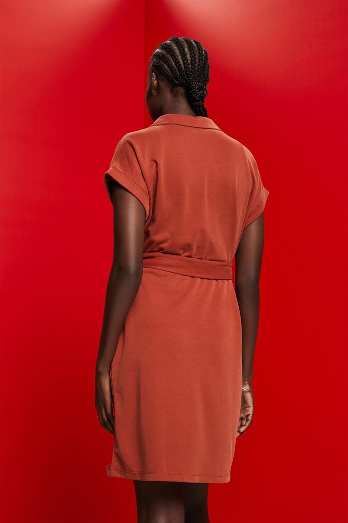 Knitted dress with a tie belt, TENCEL™, TERRACOTTA, detail image number 3