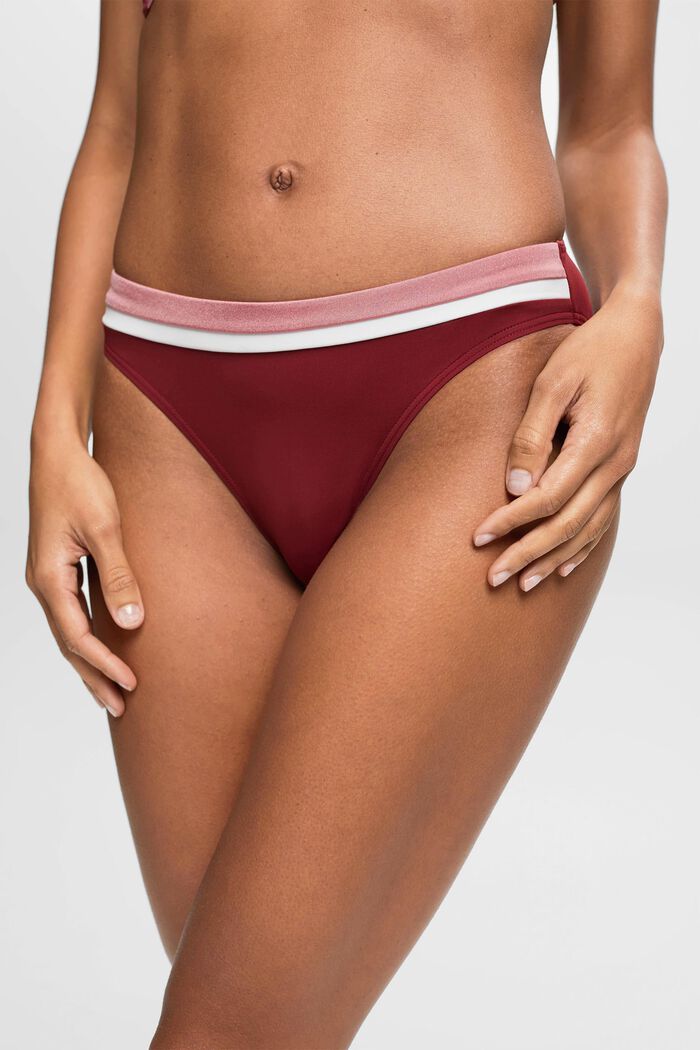Tri-colour bikini bottoms, DARK RED, detail image number 1
