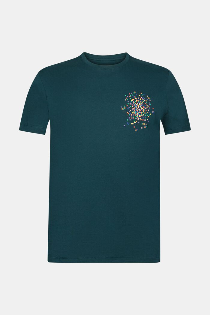 T-shirt with chest print, DARK TEAL GREEN, detail image number 6