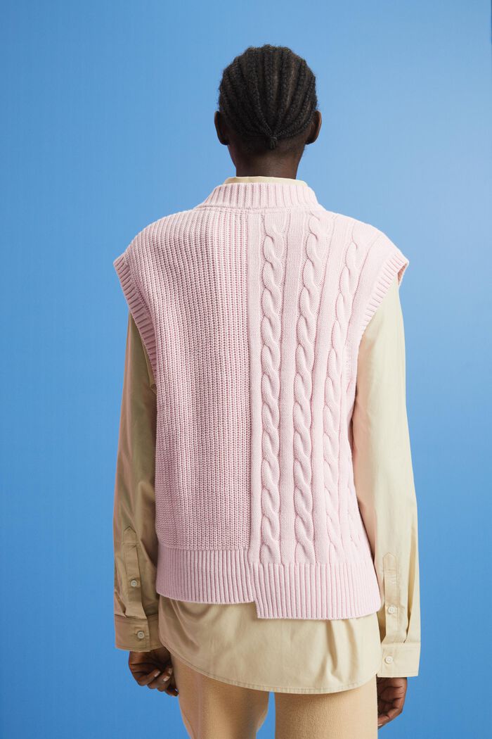 Mixed pattern chunky knit slipover, LIGHT PINK, detail image number 3