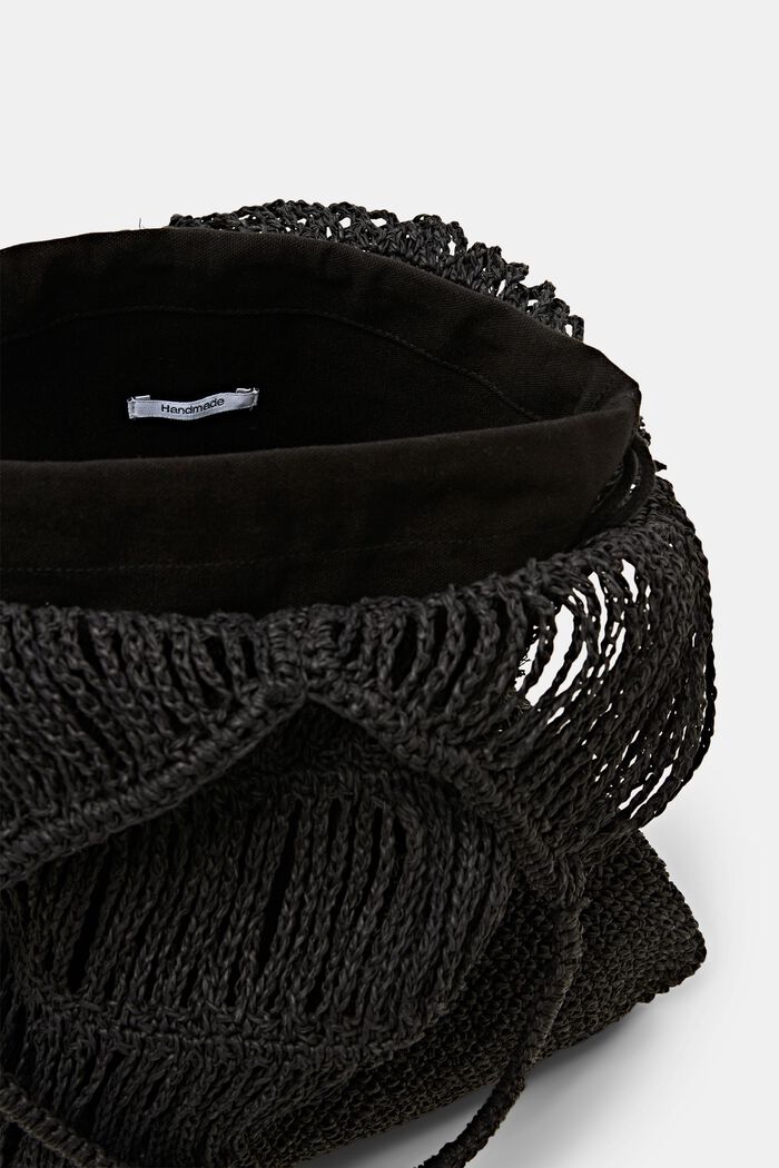 Crochet Paper Tote, BLACK, detail image number 4
