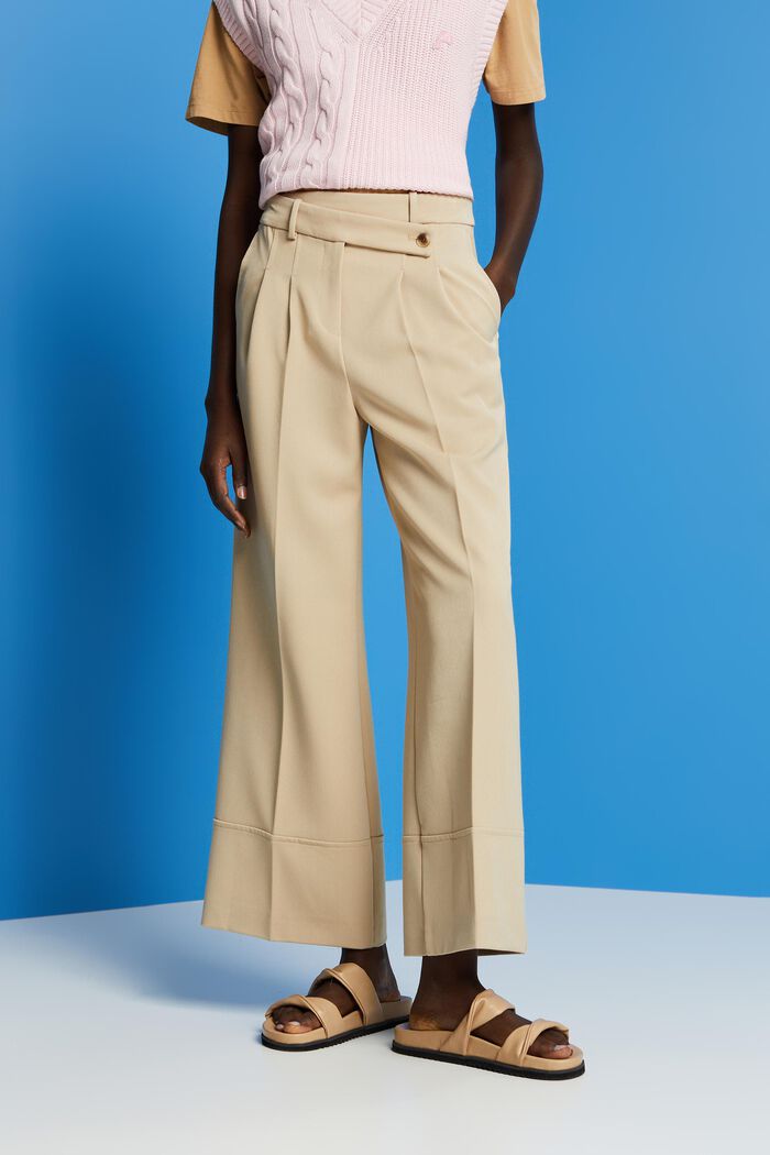 Culotte trousers with blended viscose, SAND, detail image number 0