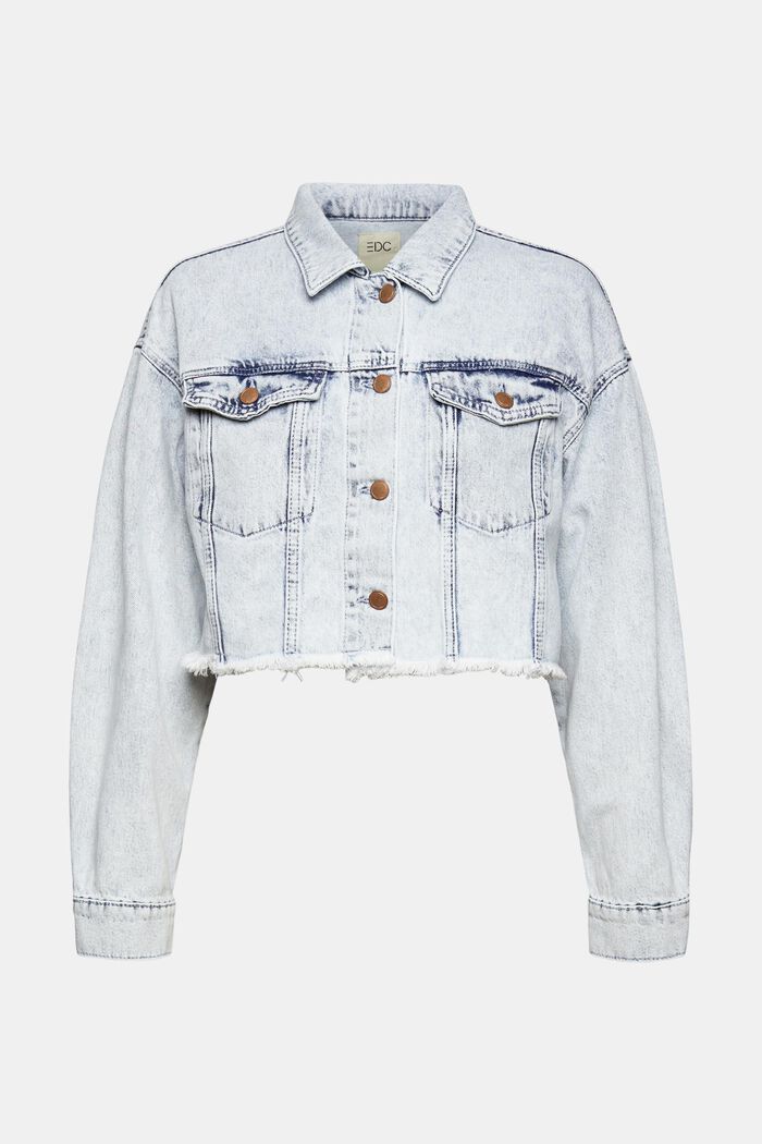 Cropped denim jacket made of blended organic cotton