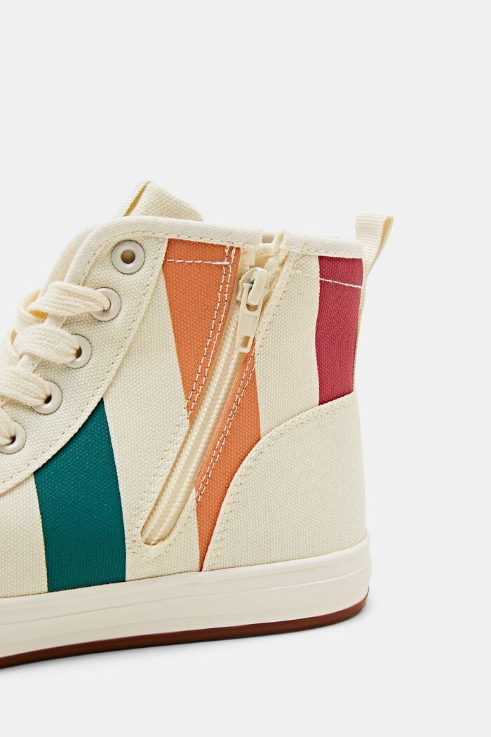 High-top canvas trainers with stripes, MULTI COLOUR, detail image number 3